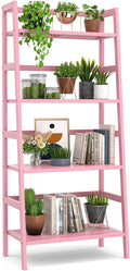 Homykic Bamboo Ladder Bookshelf, 4-Tier Ladder Shelf Open Book Shelf by Homykic