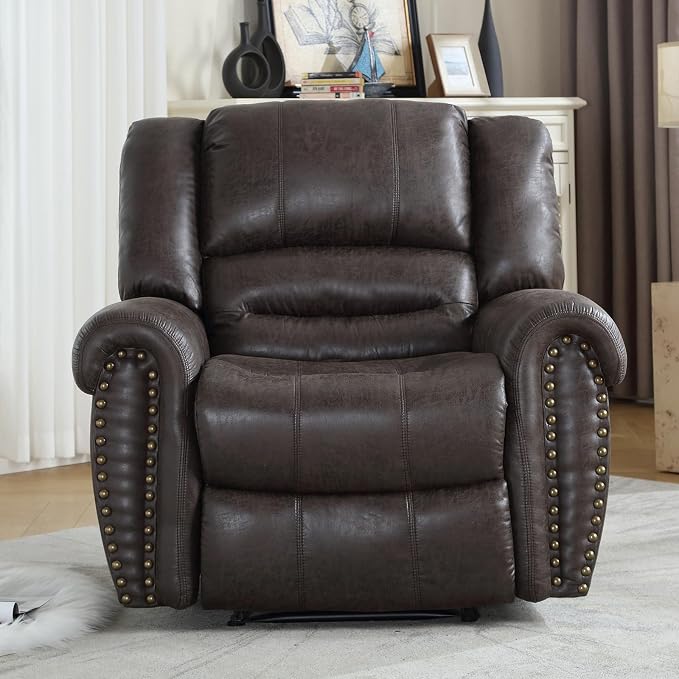 CANMOV Leather Recliner Chair, Classic and Traditional Manual Recliner Chair - Image 6