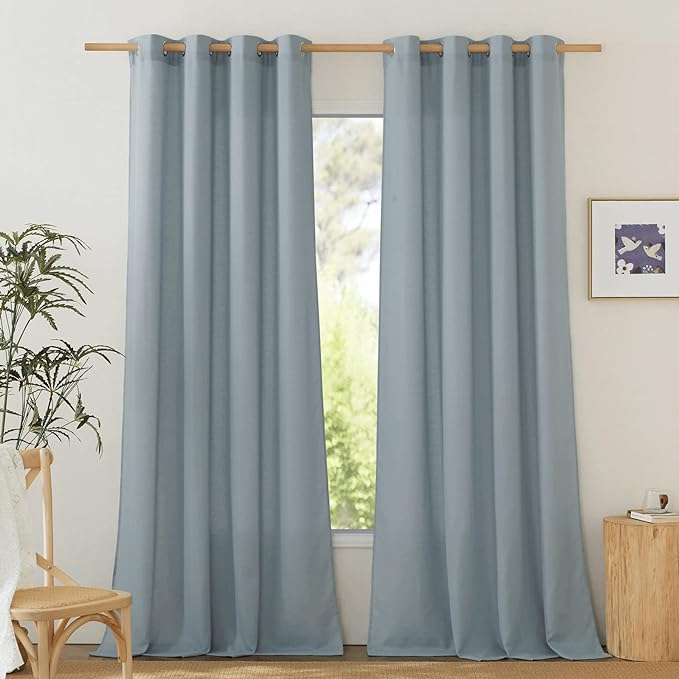 NICETOWN Thick Flax Linen Stone Blue Curtains by NICETOWN