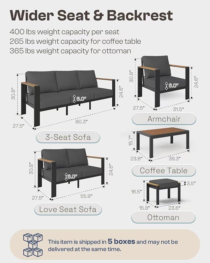 Aluminum Outdoor Patio Furniture Set - Image 7
