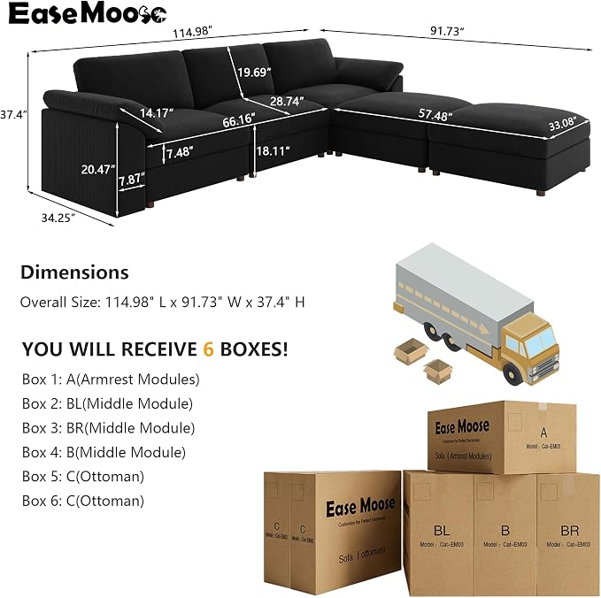EASE MOOSE Oversized Modular Sectional Sofa, Extra Large U Shape Sectional - Image 2