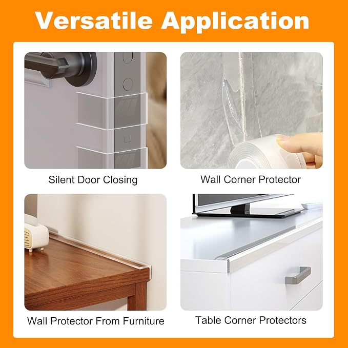 Clear Soft Corner Protectors for Furniture Strip, 1.57 in x 13.12 FT Edge Bumper - Image 6