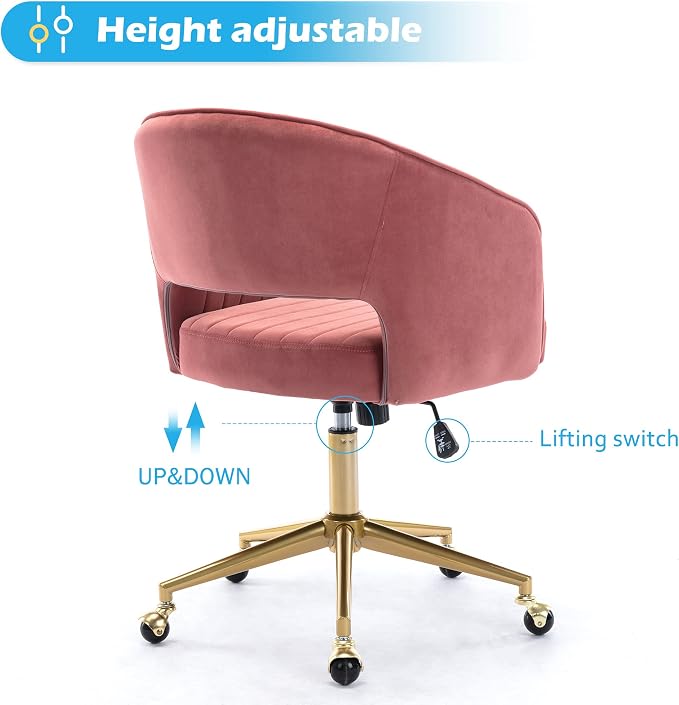 Home Office Chair Swivel Velvet Desk Chair Accent Armchair Upholstered Modern - Image 4