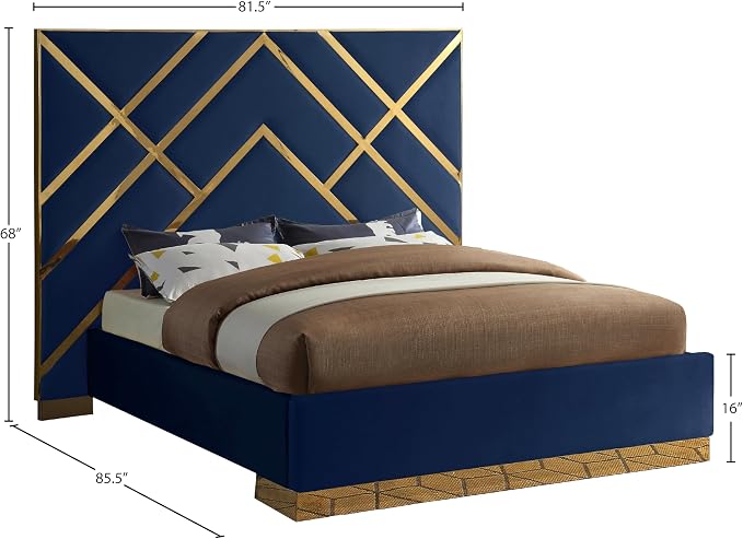 Meridian Furniture VectorNavy-Q Vector Collection Modern | Contemporary Velvet - Image 3