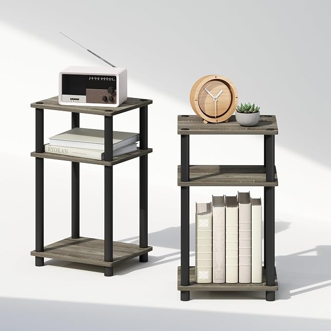 Furinno Just 3-Tier Turn-N-Tube Open Storage Nightstand, Plastic Poles - Image 6