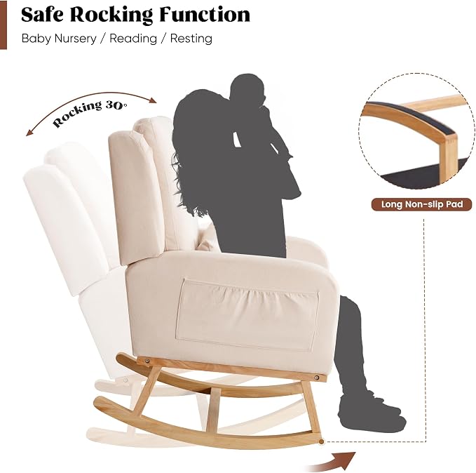 HCHAIRH Rocking Chair Nursery, Nursing Rocking Chairs - Image 3