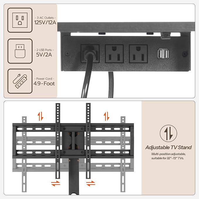 HOOBRO TV Stand with Mount and Power Outlet, LED Entertainment Center with - Image 3