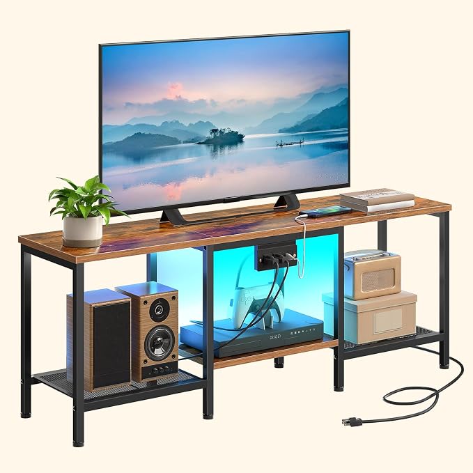 HOOBRO TV Stand with Charging Station to 55 Inches, LED Entertainment Center - Image 8