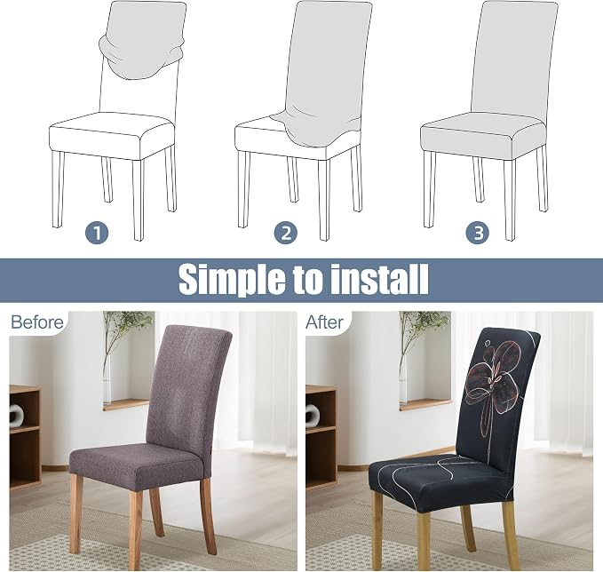 BIETYONE Stretch Dining Chair Covers Set of 6, Soft Removable Washable Kitchen - Image 4