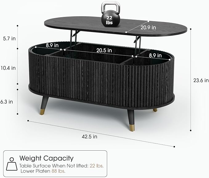 42.5" Oval Lift Top Coffee Table - Image 2