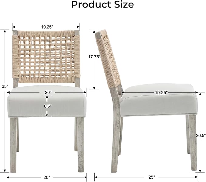 LZAREAL Farmhouse Dining Chairs Set of 4 Linen Fabric Upholstered Accent Side - Image 2