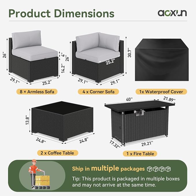 Aoxun 15 Piece Patio Furniture Set - Image 3