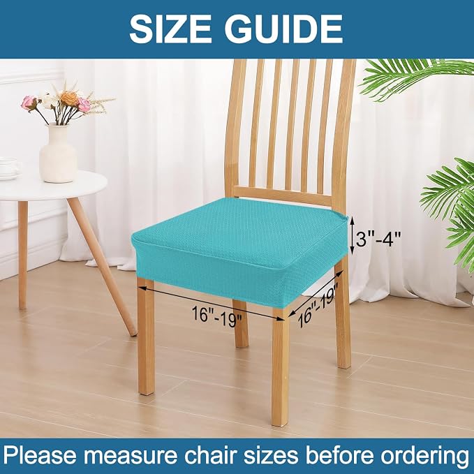 Smiry Waterproof Seat Covers for Dining Room Chairs Set of 4, Stretch Jacquard - Image 2