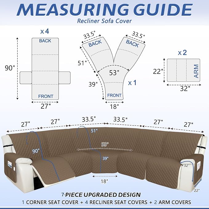 Arfntevss Recliner Sectional Couch Covers 1OO% Waterproof L Shape Sofa Cover - Image 2