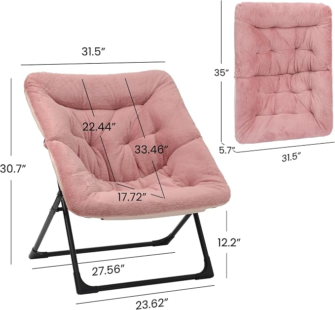 Comfy Saucer Chair for Adults, Soft Faux Fur Bedroom Chair, Accent Dorm Chairs - Image 3