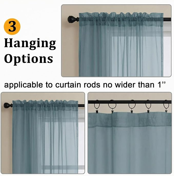 Gwine Sheer Curtains for Bedroom 54 inches Long - Image 2