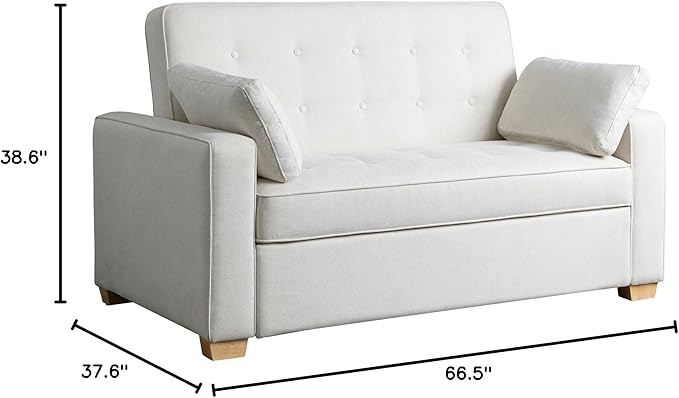 Serta Ainsley 66.5" Convertible Sleeper Loveseat, Full Size, Dreamcoil Comfort - Image 2