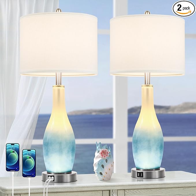 BesLowe 26in Tall Glass Table Lamps Set of 2 by BringYouBrightFuture