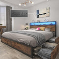 Lifezone Queen Bed Frame with 2-Tier Storage Headboard, Metal Platform Bed by Lifezone