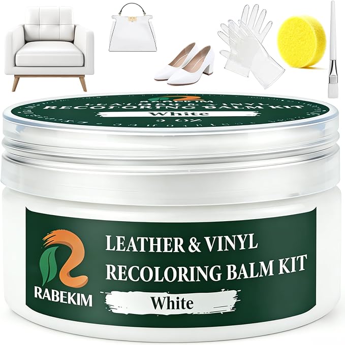 White Leather Repair Kit, Leather Recoloring Balm – Restore & Repair Faded by Unknown