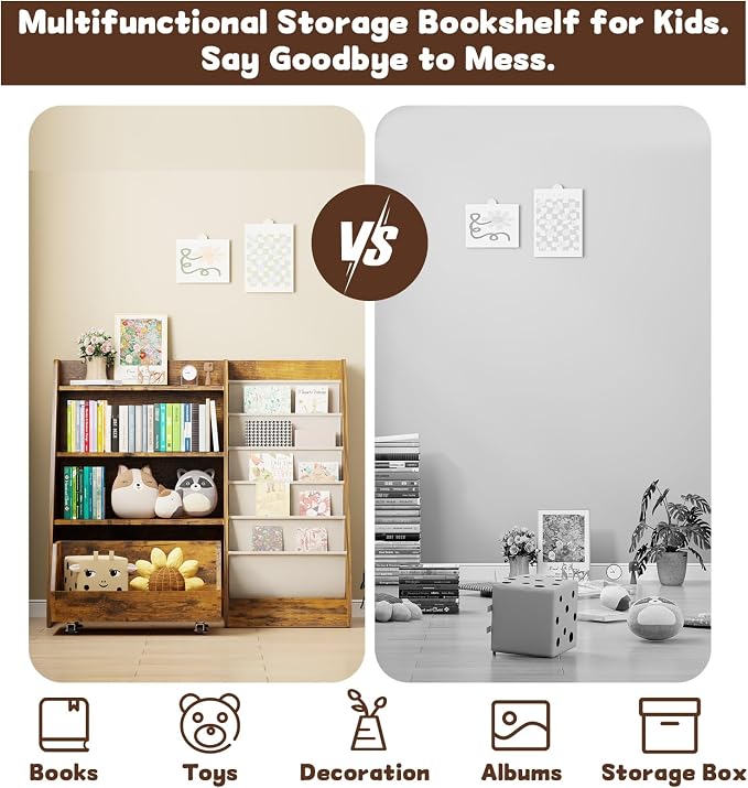 COZPAW Kids Bookshelf and Toy Storage, 4 Tier Toddler Bookshelf - Image 7