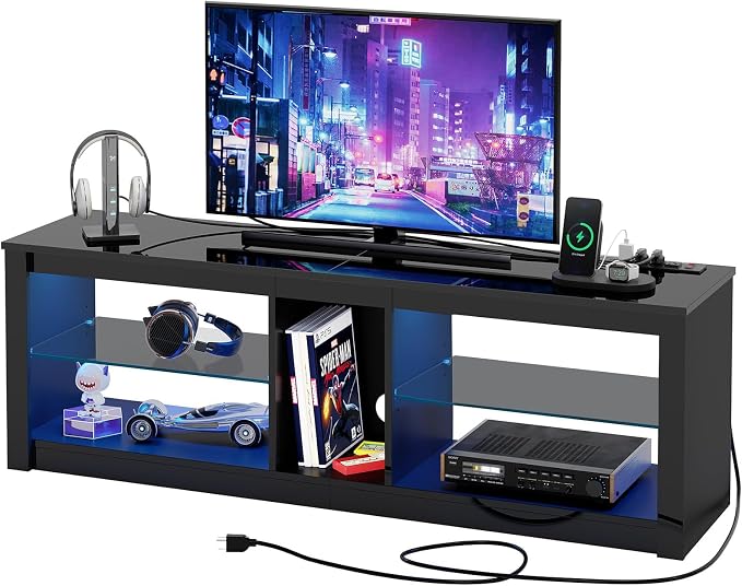 Bestier LED TV Stand for 55/60/65 Inch TV, Modern Gaming TV Console - Image 5