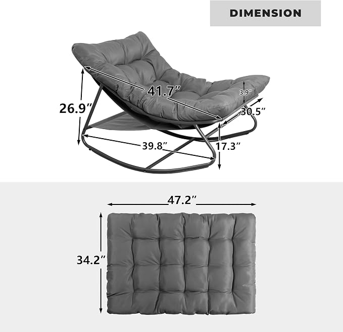 NOBLEMOOD Oversized Rocking Chairs Set of 2, Outdoor & Indoor Papasan Rocking - Image 8
