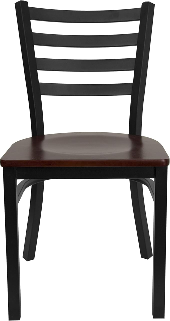 Flash Furniture 2 Pack HERCULES Series Black Ladder Back Metal Restaurant Chair - Image 5