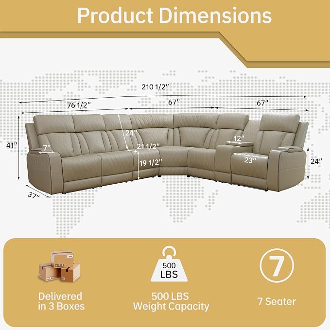 Power Reclining Leather Sectional Sofa - Image 2