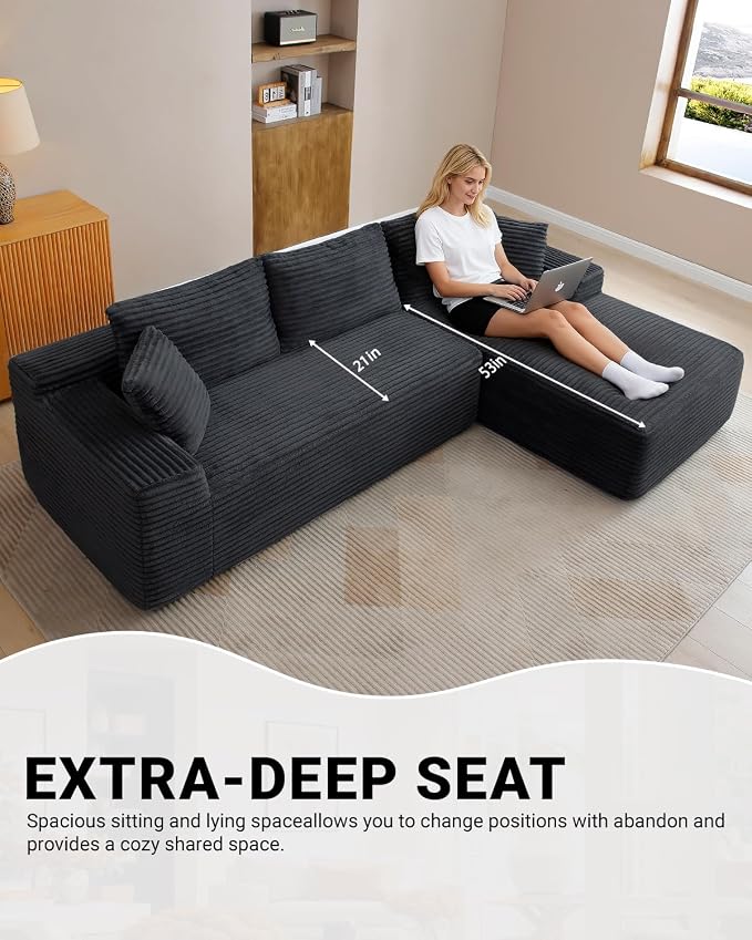108" Cloud Sectional Couch, Modern Modular Sectional Sofa - Image 5