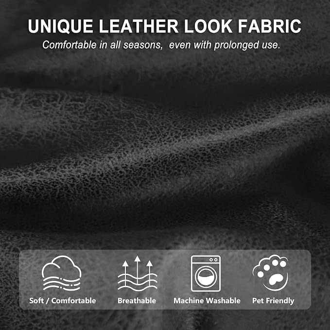 ANARACHON Leather Look Recliner Chair Covers, 4-Pieces Stretch Recliner Cover - Image 4