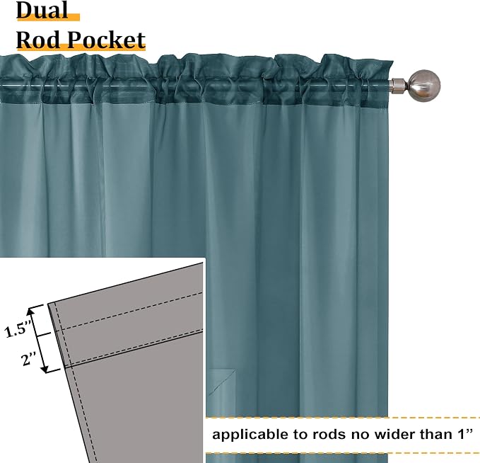 Aiyufeng Dusty Blue Sheer Curtains 90 Inches Long 2 Panels Set, Light Filtering - Image 4