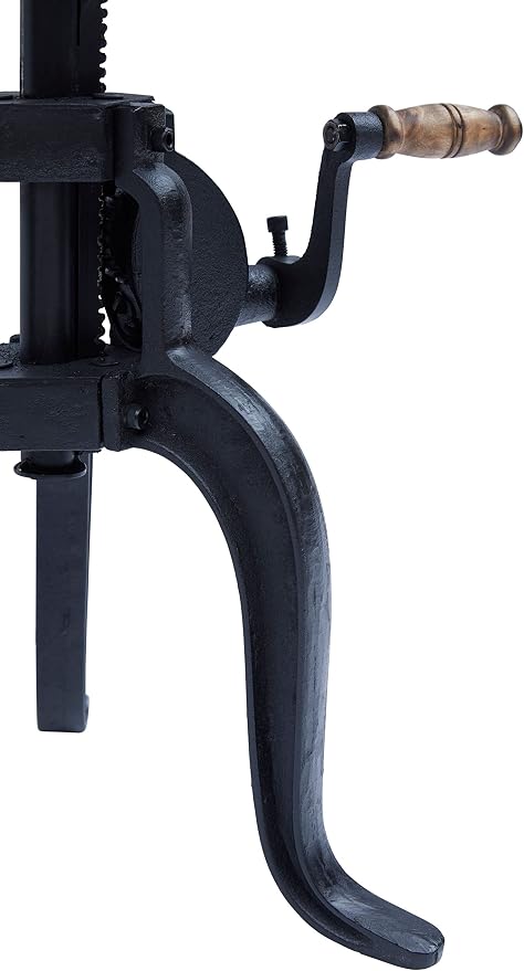Jofran Global Archive Industrial Iron Crank Accent Table, Natural and Black - Image 6