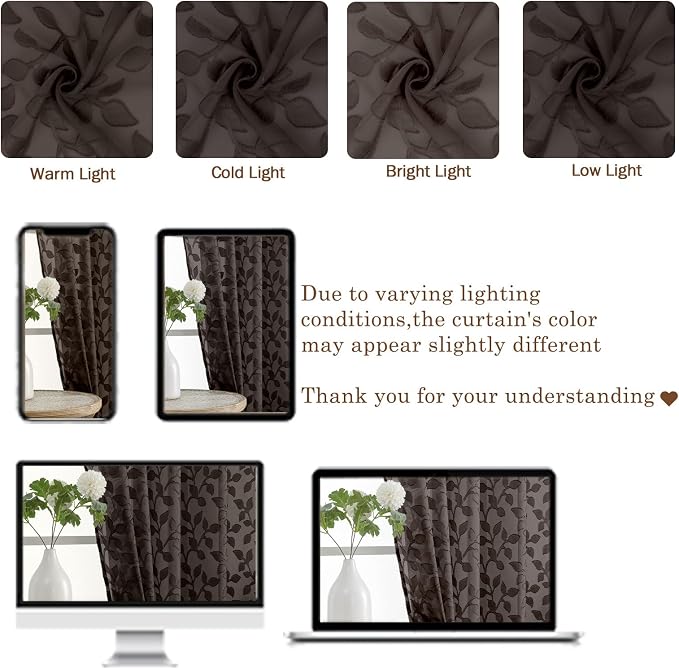 Chyhomenyc Chocolate Sheer Curtains 72 Inches Long 2 Panels Set, Light - Image 8