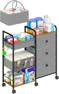 Cidaziya 2In1 Baby Diaper Caddy Organizer and Storage, 3 Tier Rolling Cart by Cidaziya