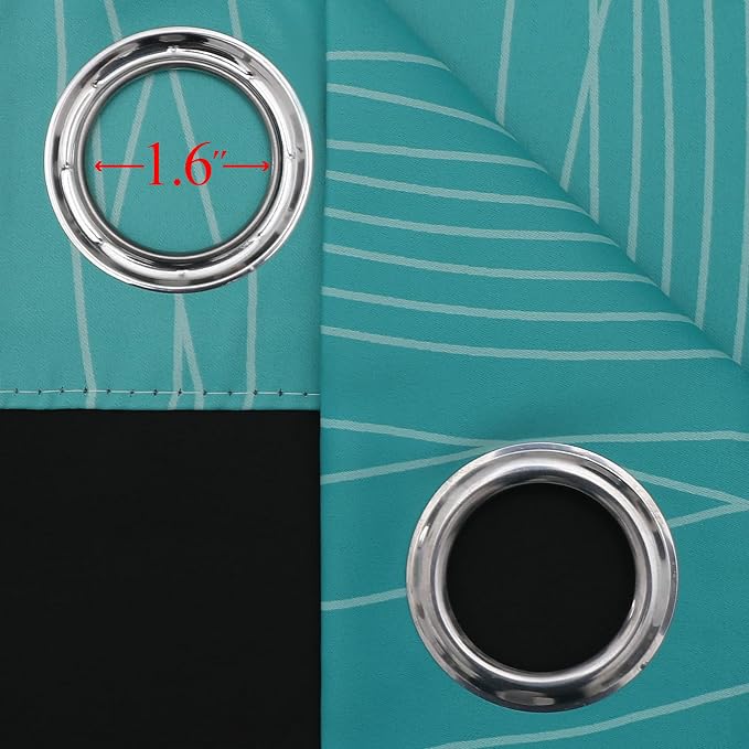 Estelar Textiler Teal and Greyish White Blackout Curtains 63 Inches Long - Image 7