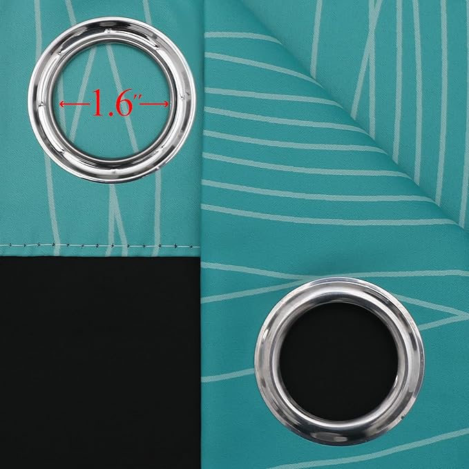 Estelar Textiler Teal and Greyish White Room Darkening Blackout Curtains 84 - Image 7