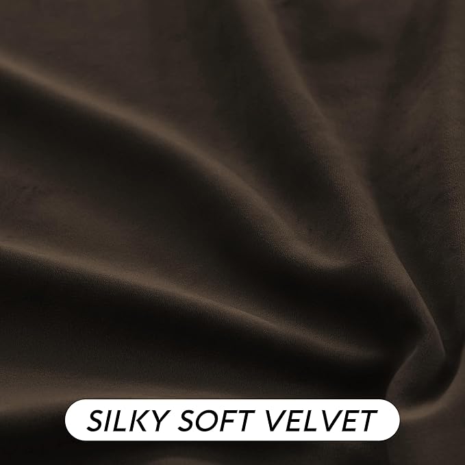 RYB HOME Brown Blackout Curtains 90 inches Long Velvet, Room Darkening Thermal - Image 5