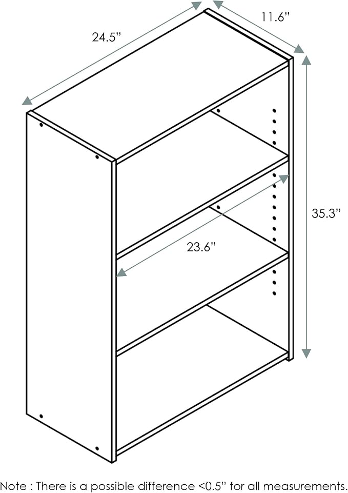 Furinno WRIGHT Book Shelf, 3-Tier Modern Bookshelf, Bookcase - Image 3