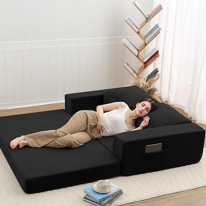 COMAX Convertible Sofa Bed Queen, Folding Fold Out Couch Bed, Floor Futon Couch - Image 4