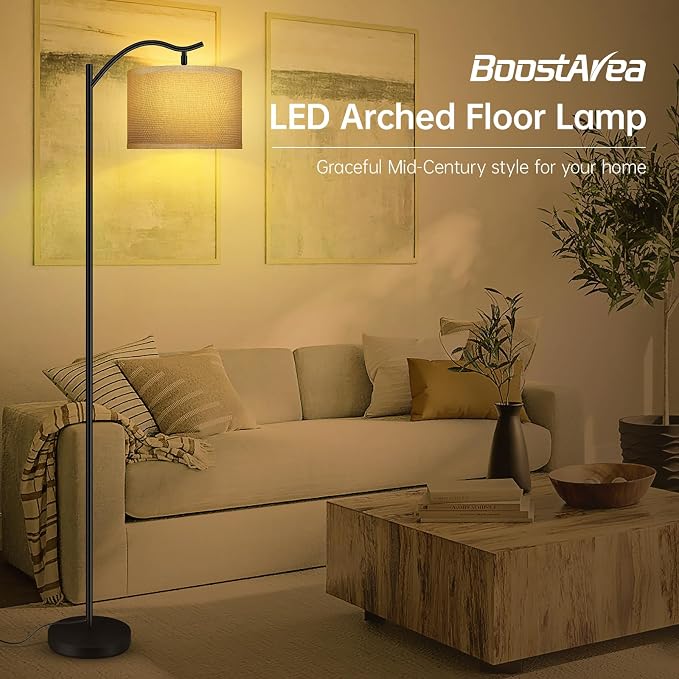 BoostArea Floor Lamp for Living Room, 9W LED Arched Lamp, Tall Modern Standing - Image 2