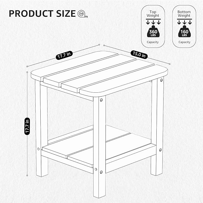 SERWALL Double Adirondack Side Table End Table Set of 6- Tiffany - Image 2