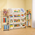 Toy Storage Organizer with Bookshelf – Wooden Toy Organizer with 12 Toy Bins & by KidsToyStorageOrganizer