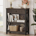 FATORRI Small Bookcase with Drawer, Industrial 3 Shelf Bookshelf, Wood and by FATORRI