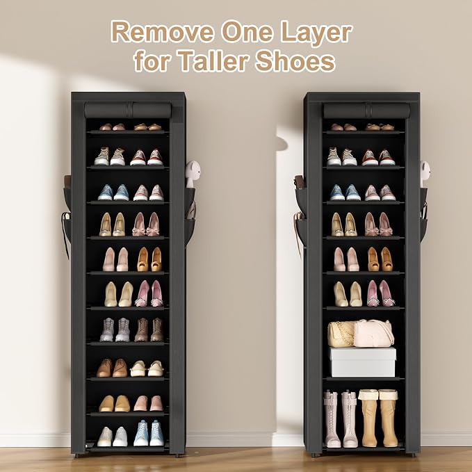 ROJASOP Shoe Rack with Covers 10 Tier Large Shoe Organizer Tall Shoe Closet - Image 6