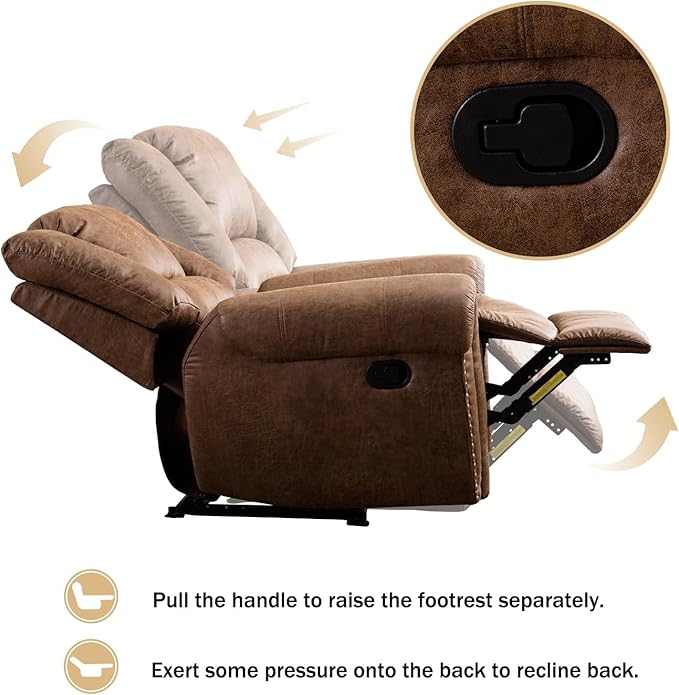 CANMOV Leather Recliner Chair Set of 2, Classic and Traditional Manual Recliner - Image 6