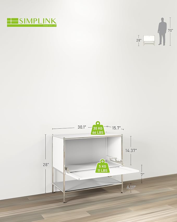 Metal Sidetable with Flap Door, 27.5" Height - Image 3