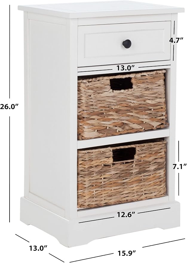 BOWERY HILL Transitional Wood Side Table, Distressed Cream Finish, Compact - Image 2