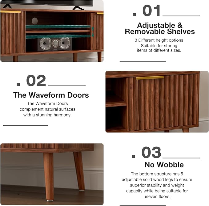 LCRBOL TV Stand for Living Room, Mid Century Modern Entertainment Center for - Image 4