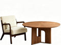 Mid-Century Modern Living Room Set – 31.5" Round Rustic Ash Wood Coffee Table & by Unknown